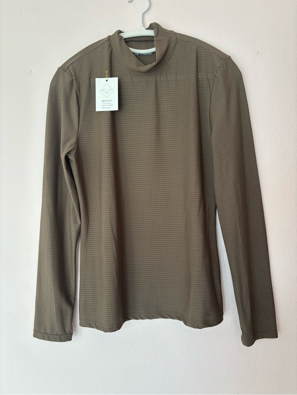 Olive Brown Long-Sleeve Performance Mock Neck Shirt